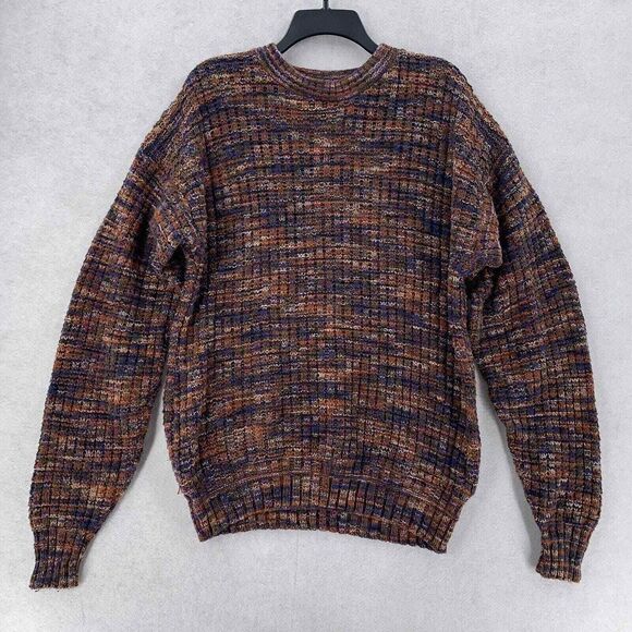 Vintage Lake Harmony 3D Knit Grandpa Fisherman Boho Cosby Ragg Sweater USA Men L - Picture 1 of 8